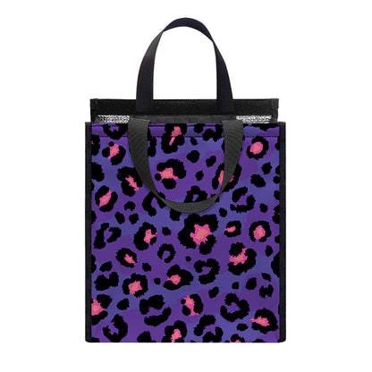 Purple And Pink Leopard Print Insulated Lunch Tote