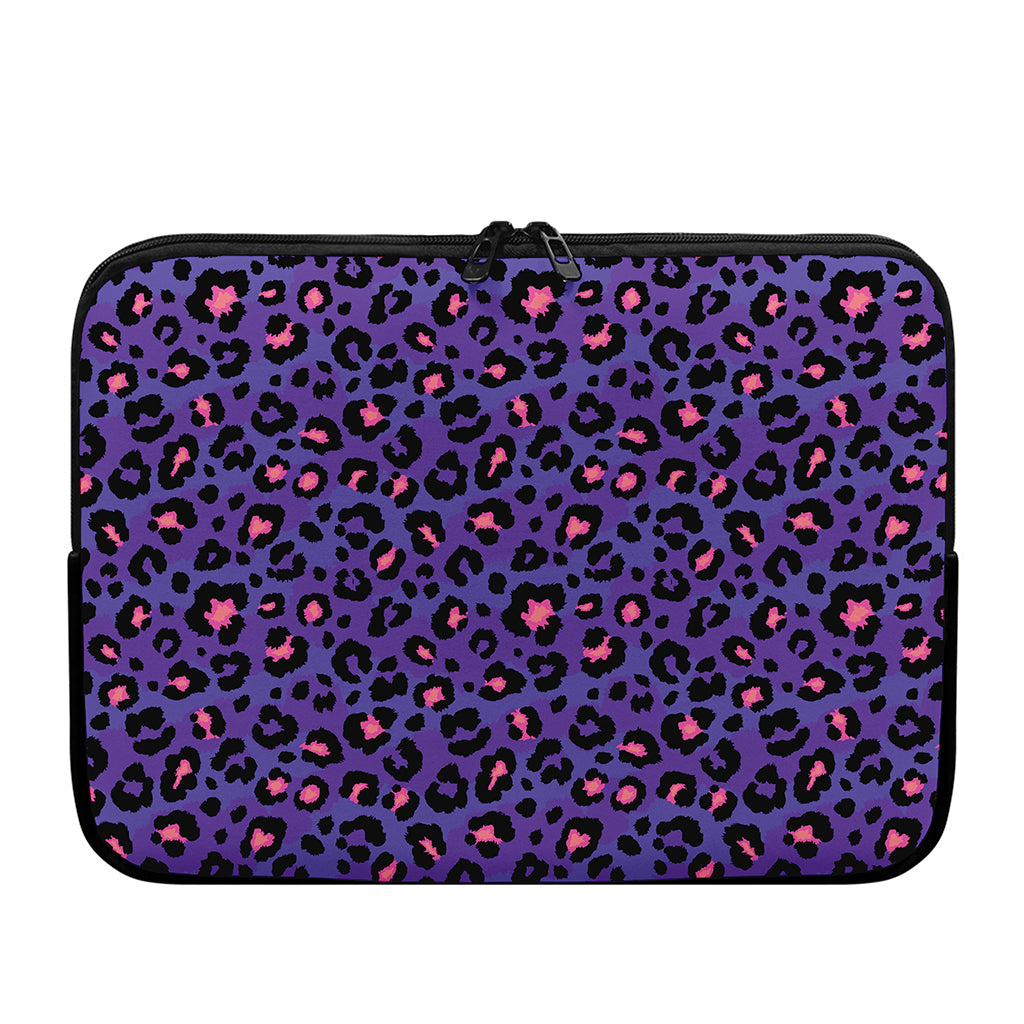 Purple And Pink Leopard Print Laptop Sleeve