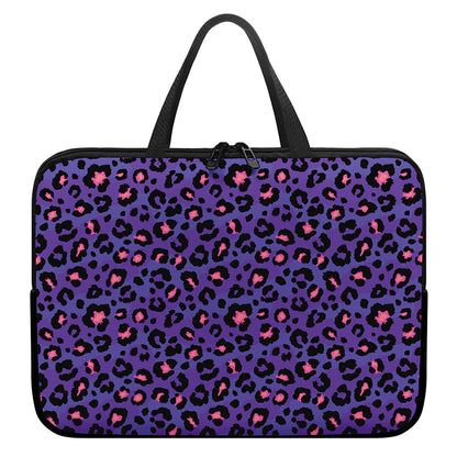 Purple And Pink Leopard Print Laptop Sleeve With Handle