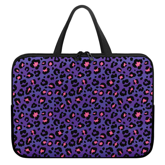 Purple And Pink Leopard Print Laptop Sleeve With Handle