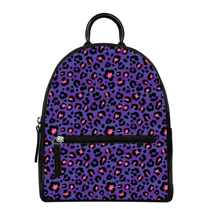 Purple And Pink Leopard Print Leather Backpack