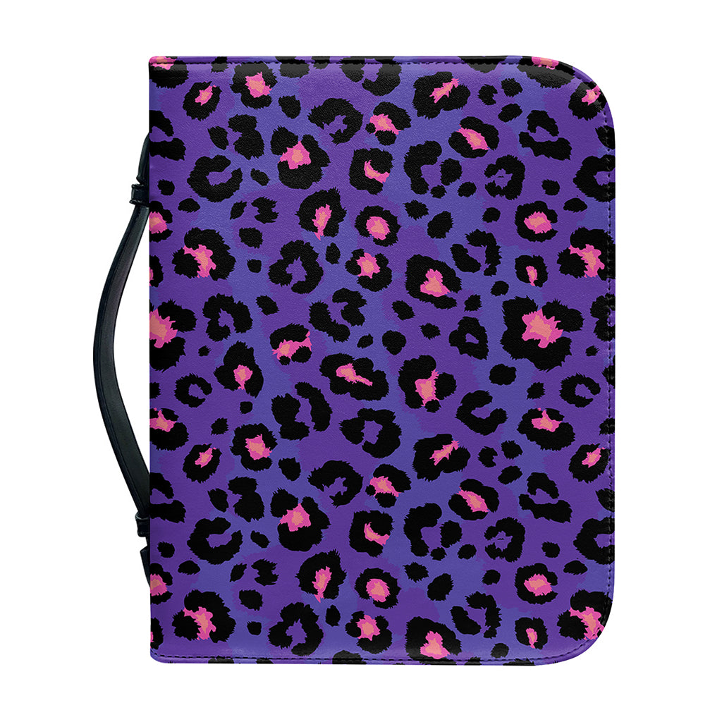 Purple And Pink Leopard Print Leather Bible Cover
