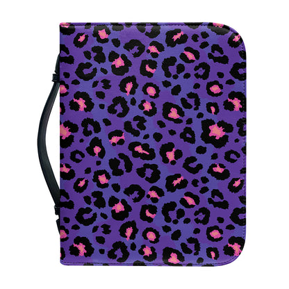 Purple And Pink Leopard Print Leather Bible Cover