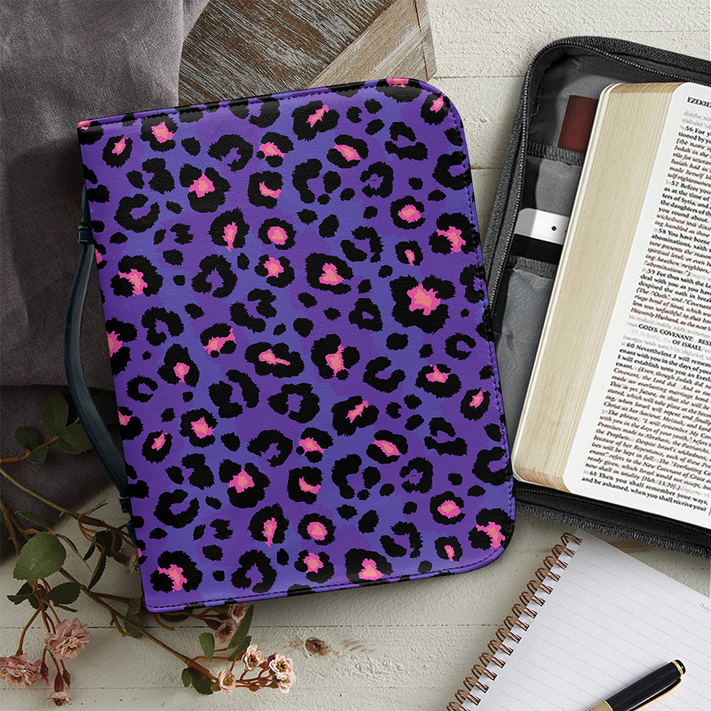 Purple And Pink Leopard Print Leather Bible Cover