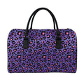 Purple And Pink Leopard Print Leather Duffel Bag