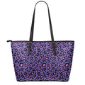 Purple And Pink Leopard Print Leather Tote Bag With Zipper