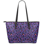 Purple And Pink Leopard Print Leather Tote Bag