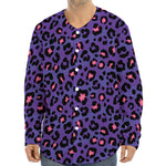 Purple And Pink Leopard Print Long Sleeve Baseball Jersey