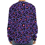 Purple And Pink Leopard Print Long Sleeve Baseball Jersey