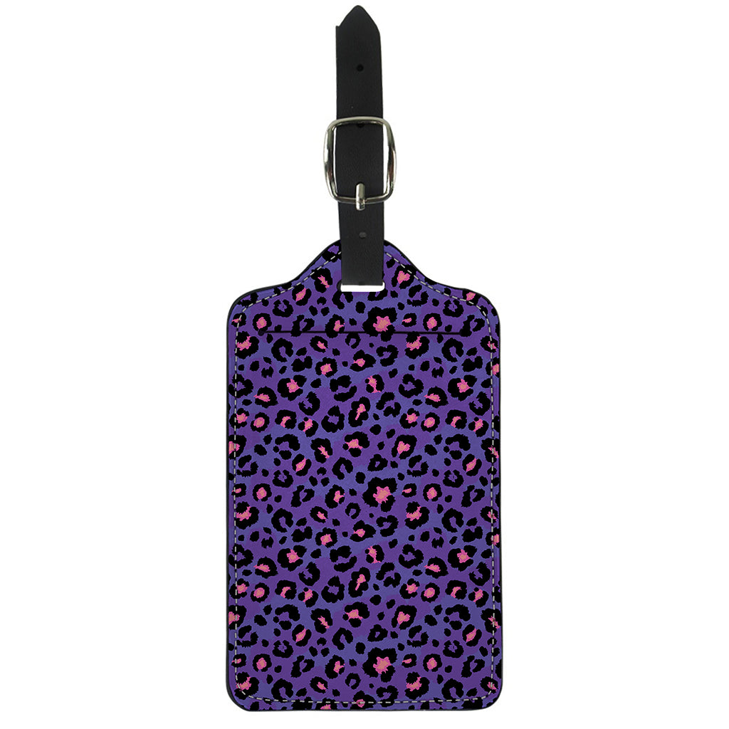 Purple And Pink Leopard Print Luggage Tag