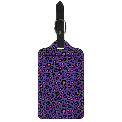 Purple And Pink Leopard Print Luggage Tag