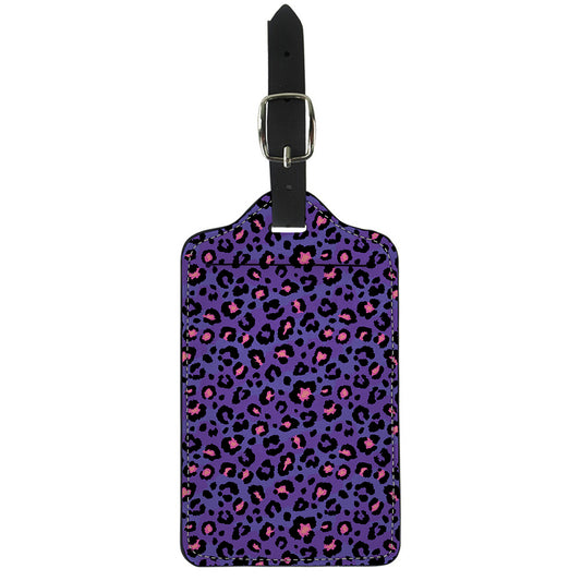 Purple And Pink Leopard Print Luggage Tag