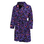 Purple And Pink Leopard Print Men's Bathrobe