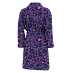 Purple And Pink Leopard Print Men's Bathrobe