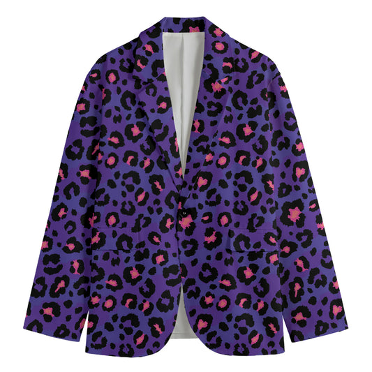 Purple And Pink Leopard Print Men's Blazer