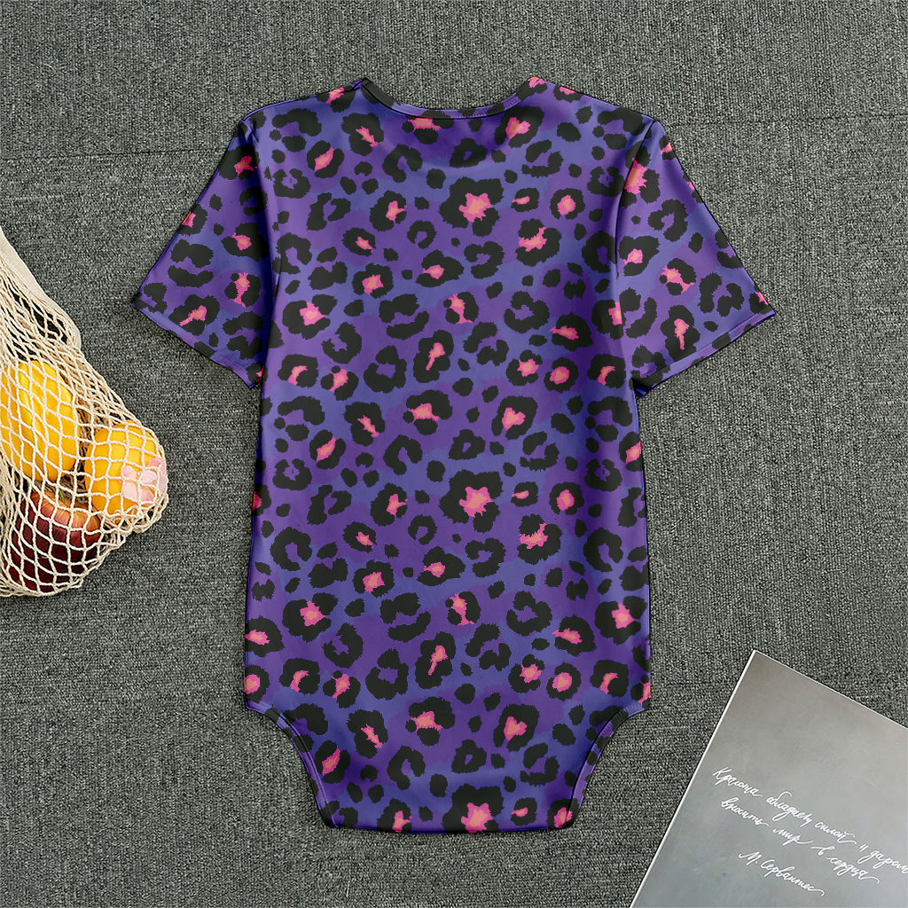 Purple And Pink Leopard Print Men's Bodysuit