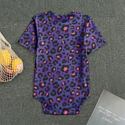 Purple And Pink Leopard Print Men's Bodysuit