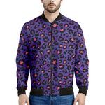 Purple And Pink Leopard Print Men's Bomber Jacket
