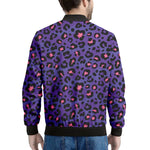 Purple And Pink Leopard Print Men's Bomber Jacket