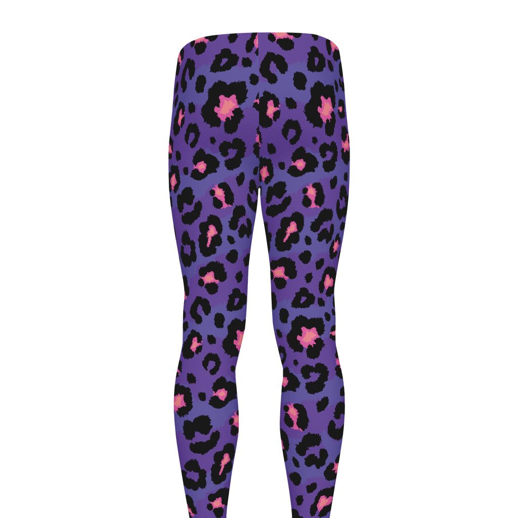 Purple And Pink Leopard Print Men's leggings