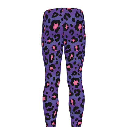 Purple And Pink Leopard Print Men's leggings