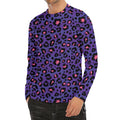 Purple And Pink Leopard Print Men's Long Sleeve Rash Guard
