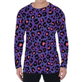 Purple And Pink Leopard Print Men's Long Sleeve T-Shirt
