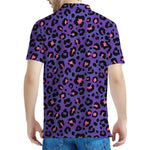 Purple And Pink Leopard Print Men's Polo Shirt