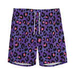 Purple And Pink Leopard Print Men's Sports Shorts