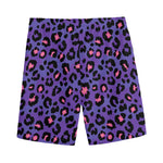 Purple And Pink Leopard Print Men's Sports Shorts