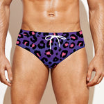 Purple And Pink Leopard Print Men's Swim Briefs