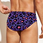 Purple And Pink Leopard Print Men's Swim Briefs
