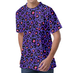Purple And Pink Leopard Print Men's Velvet T-Shirt