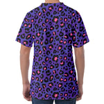 Purple And Pink Leopard Print Men's Velvet T-Shirt