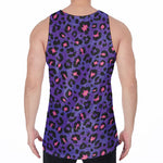 Purple And Pink Leopard Print Men's Velvet Tank Top