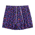 Purple And Pink Leopard Print Mesh Shorts