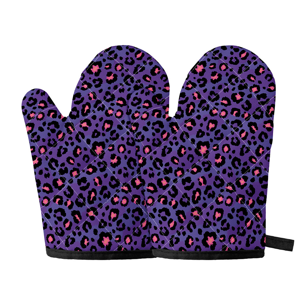 Purple And Pink Leopard Print Oven Mitts