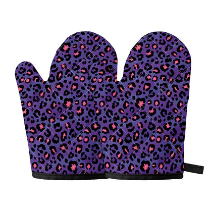 Purple And Pink Leopard Print Oven Mitts
