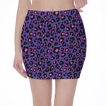 Purple And Pink Leopard Print Pencil Mini Skirt