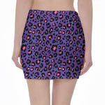 Purple And Pink Leopard Print Pencil Mini Skirt