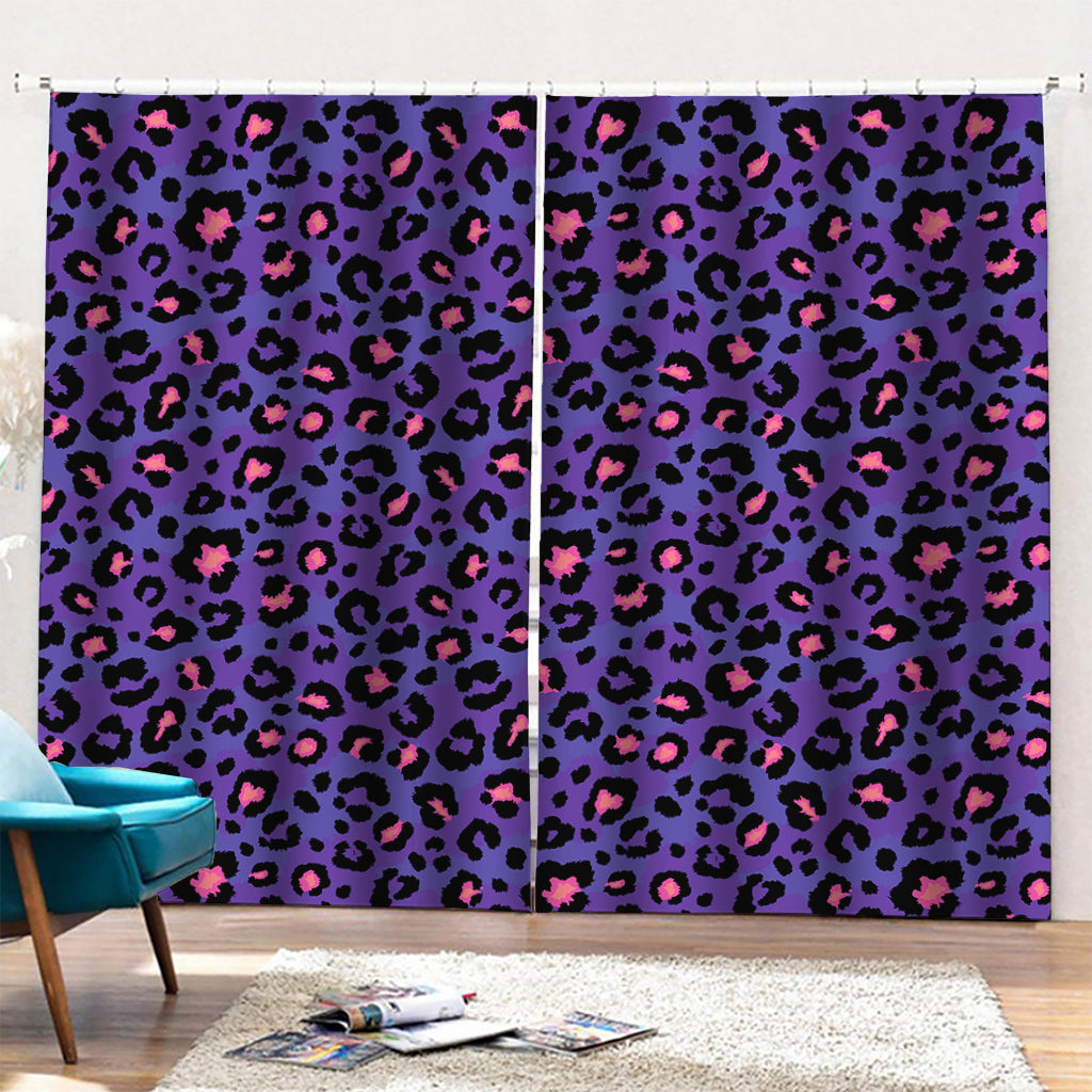 Purple And Pink Leopard Print Pencil Pleat Curtains