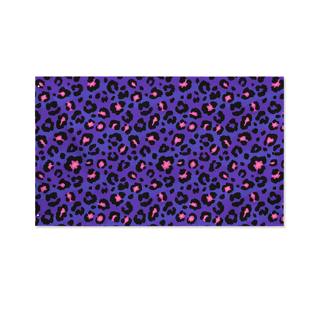 Purple And Pink Leopard Print Polyester Flag