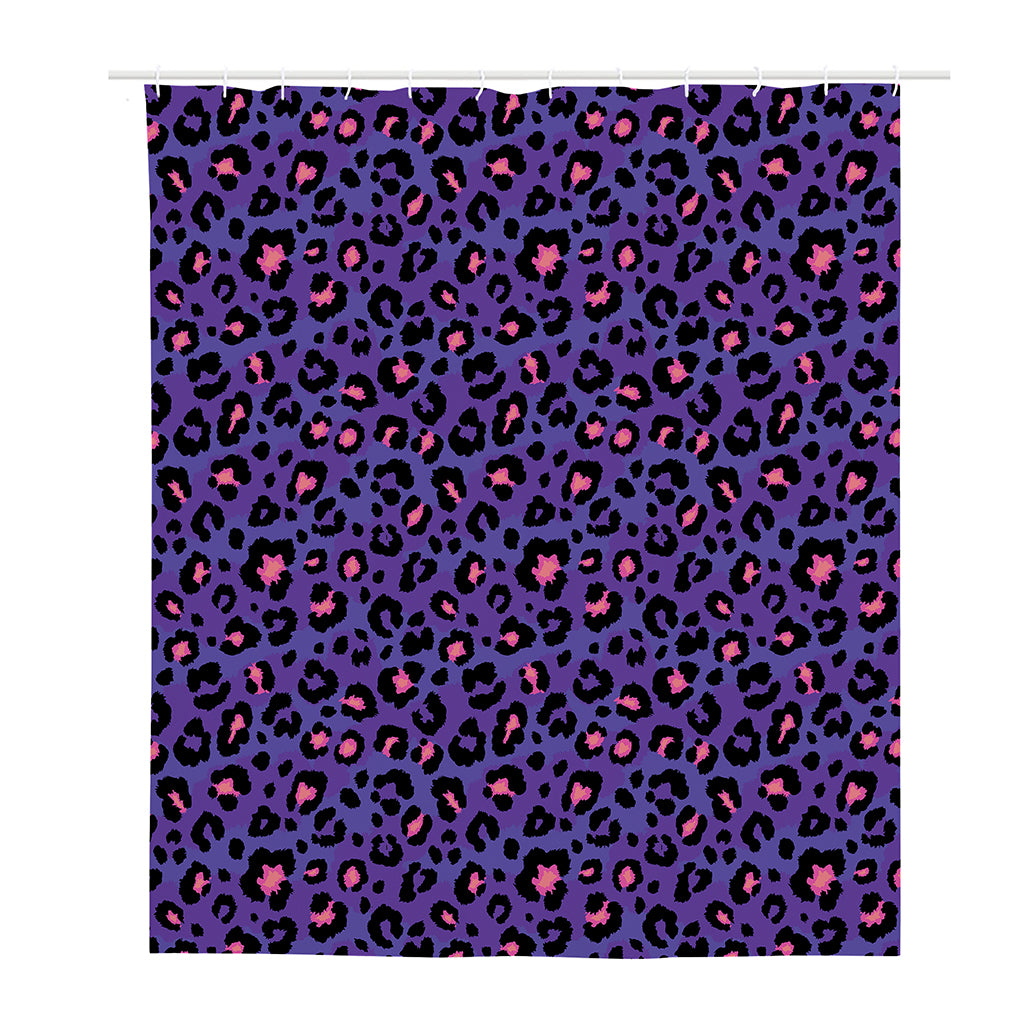 Purple And Pink Leopard Print Polyester Shower Curtain