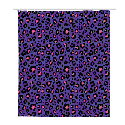Purple And Pink Leopard Print Polyester Shower Curtain