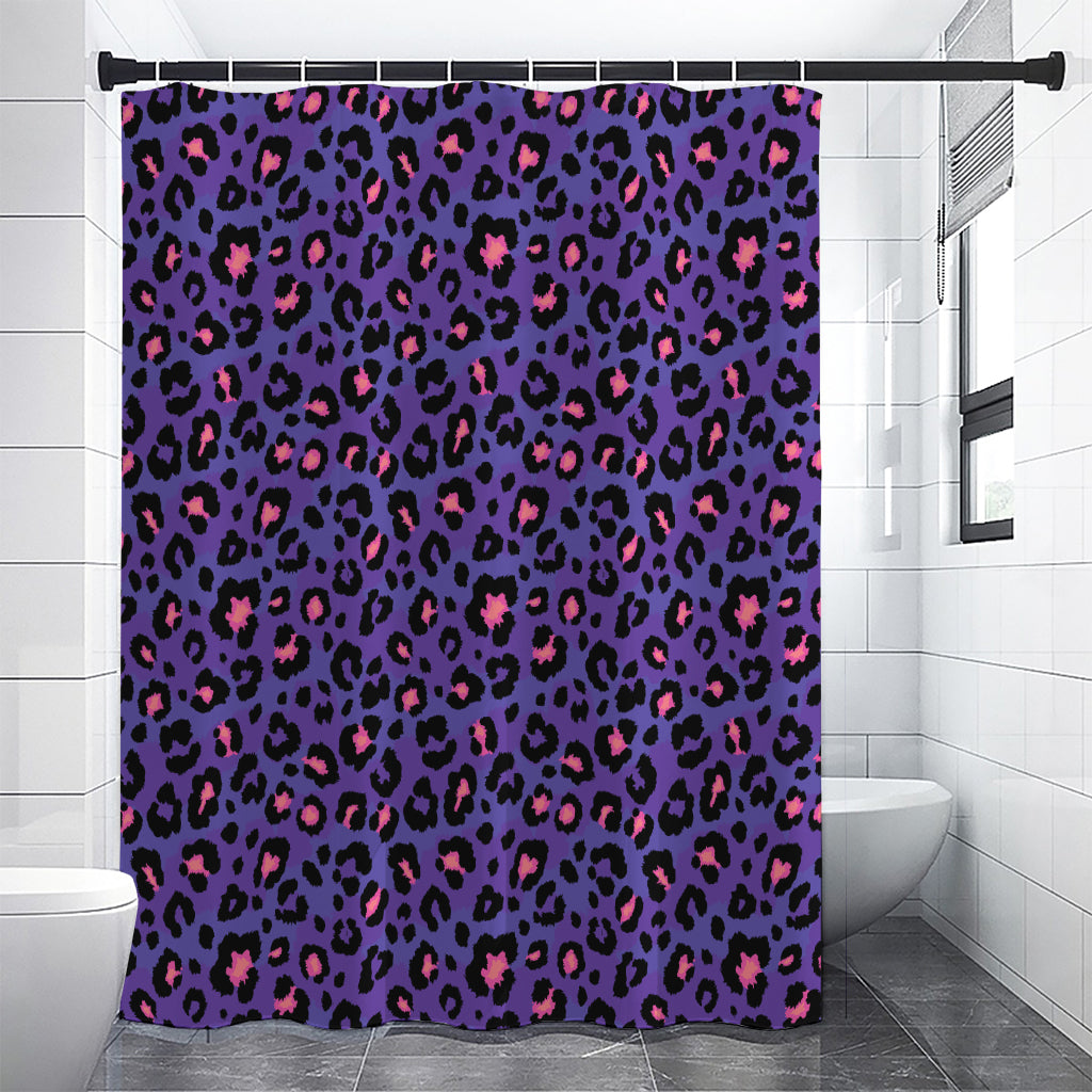 Purple And Pink Leopard Print Premium Shower Curtain