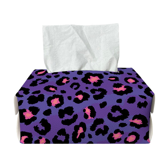 Purple And Pink Leopard Print Rectangle Tissue Box Cover