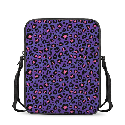 Purple And Pink Leopard Print Rectangular Crossbody Bag