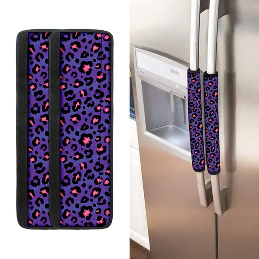 Purple And Pink Leopard Print Refrigerator Handle Covers
