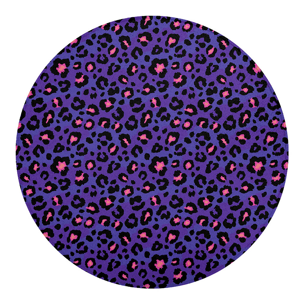 Purple And Pink Leopard Print Round Blanket