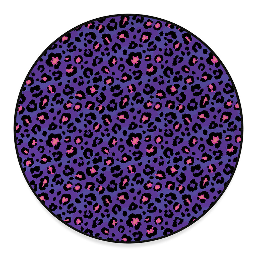 Purple And Pink Leopard Print Round Floor Mat